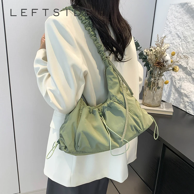 LEFTSIDE Small Soft Nylon Shoulder Bags for Women 2024 Y2K Korean Fashion Female Handbags and Purses Lady Crossbody Bag