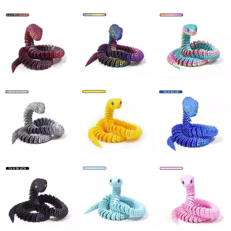 MOC 3D Printed Snake Animals Viper Toys Ornament Kids Gift