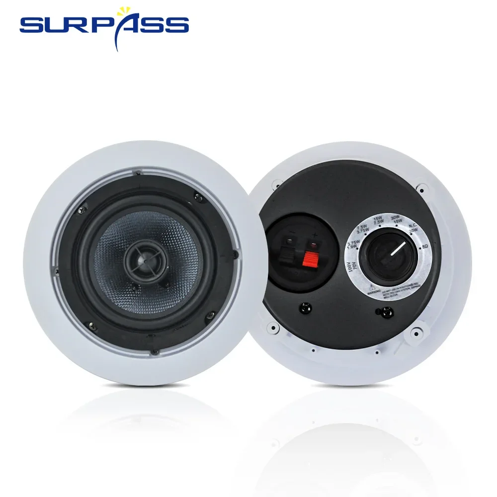 

Home 30W 5.25inch Ceiling Speaker 100V/70V/8Ohm PA Sound System Two Way in Ceiling Speaker with Back Cover for Hotel Apartment