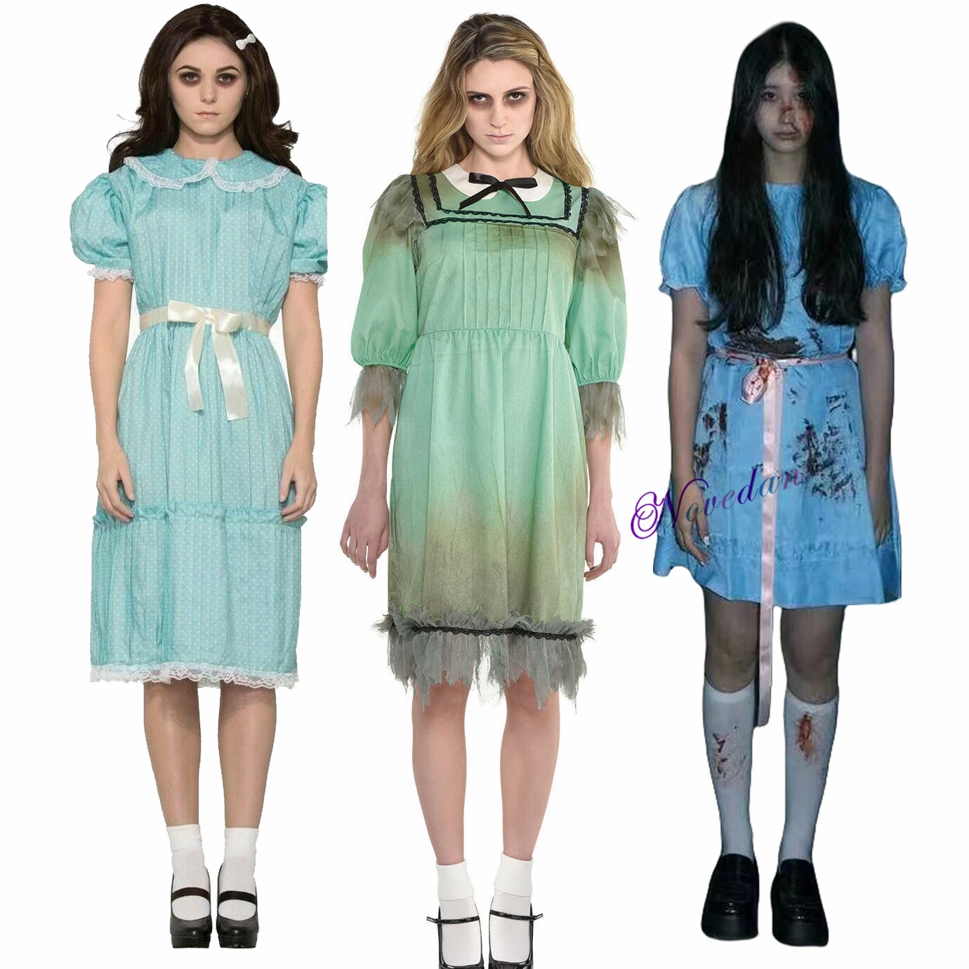 The Shining Twins Costume Kids Girls Women Cosplay Anime Lisa Louise Burns Halloween Carnival Birthday Party Fancy Dress