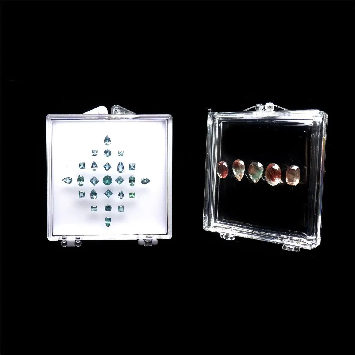 100pcs Adhesive Gems Box Diamond Display Box Show Case Packaging Tray Jewelry Acrylic Sticky Small Gemstone Modeling