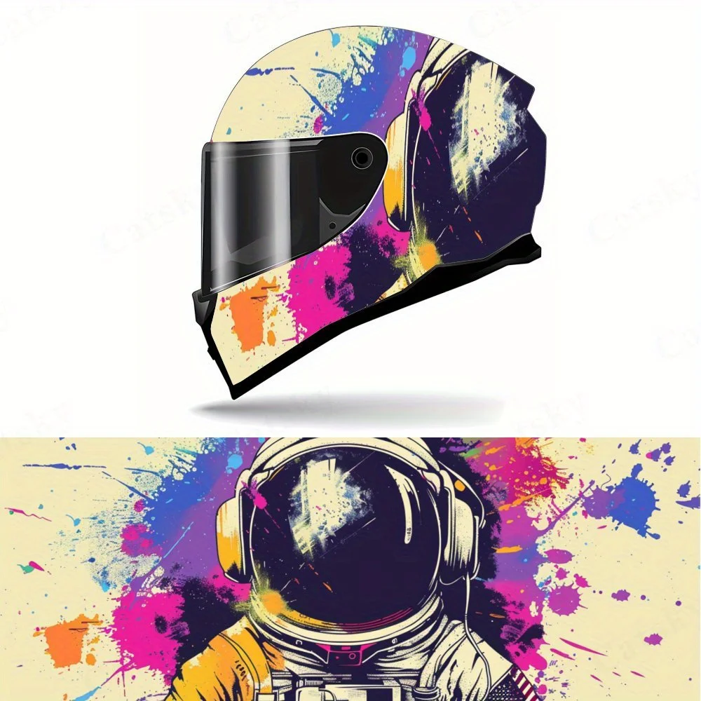 

Artistic colorful modern trendy astronaut Full helmet Wrap Sticker Motorcycle helmet Racing graphic Decal Vinyl wrap helmet deca