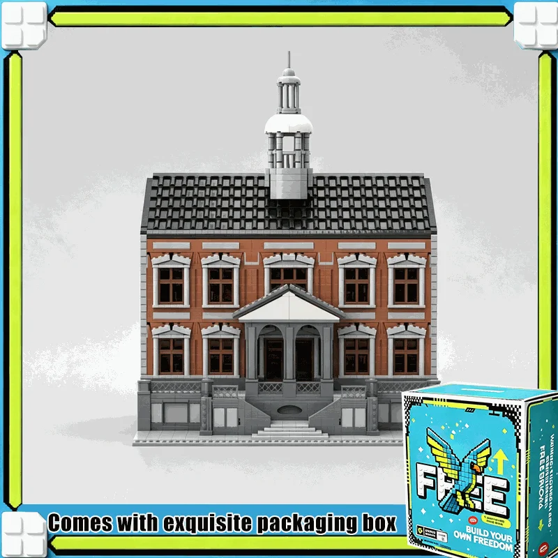 3498PCS The Library Classic European Town Hall Architecture Building Model Blocks DIY Assembly Creative Display Collection Gift