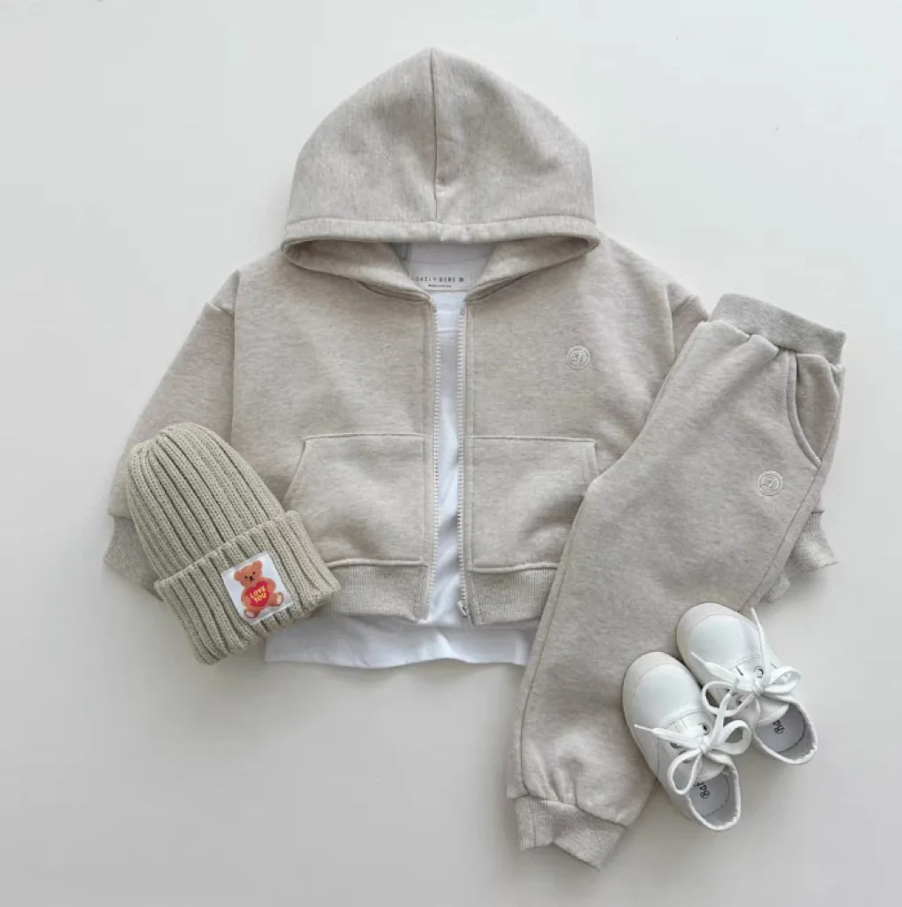 Children\'s Clothing Sets 2024 Autumn Korean Baby Boys Zipper Hooded Sweatshirt+Pants 2Pcs Suit Kids Girls Casual Hoodies Outfits