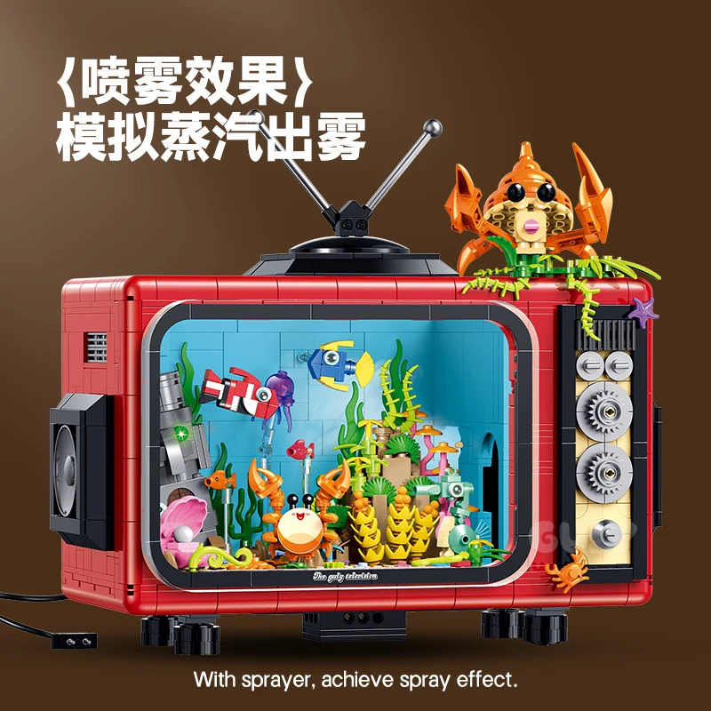 1718 pezzi di blocchi di costruzione della serie classica MOC Kit modello TV retrò oceano con giocattoli educativi per bambini leggeri regalo