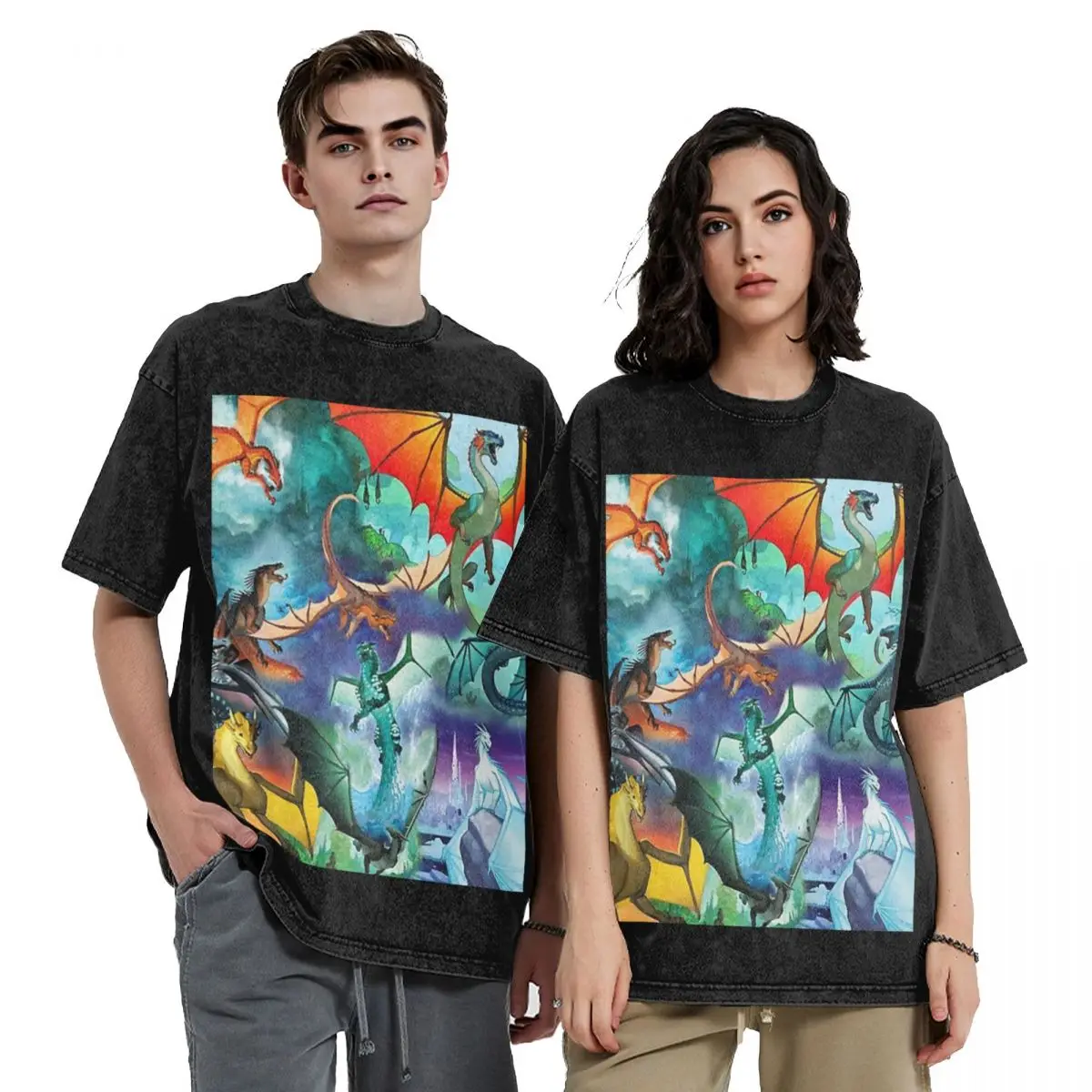 

Wings Of Fire All Dragon Series Hip Hop Short Sleeve T-Shirts Washed Tops Tees Streetwear T Shirt Harajuku for Men Women