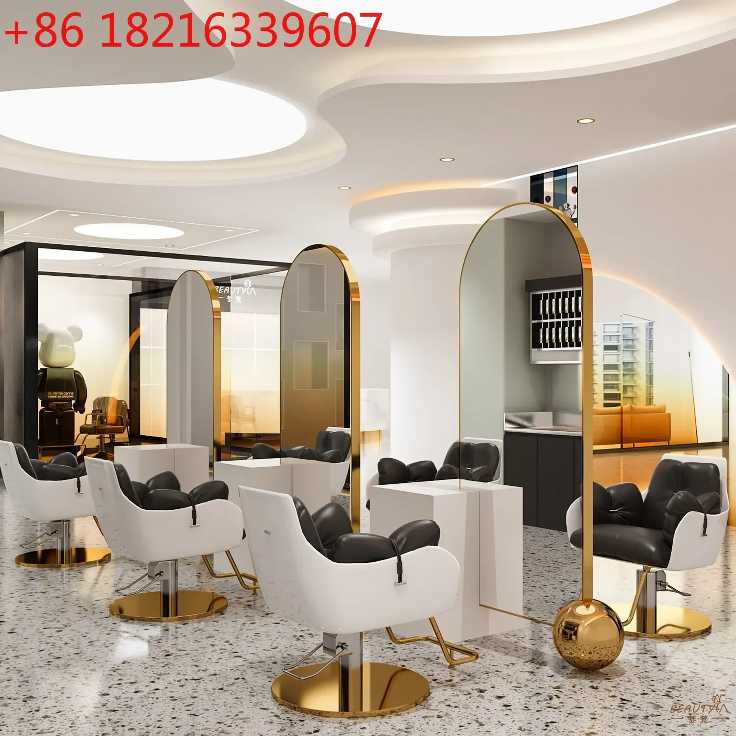Stainless steel single and double-sided floor-to-ceiling mirror hair  special hair cutting, perming and dyeing