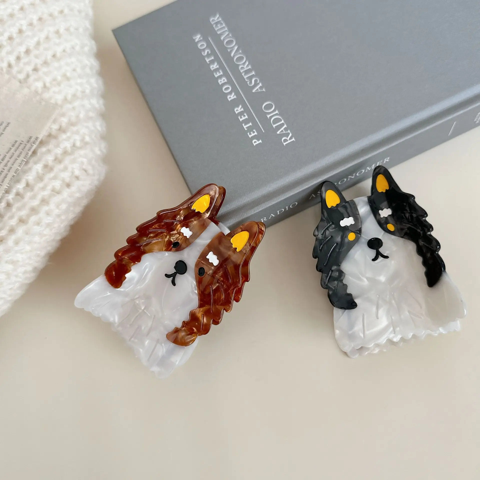 قطعة واحدة من جرو المرتفعات الغربية اللطيفة مع مشبك سمك القرش وشعر ذيل الحصان، إكسسوار شعر كرتوني النسخة الكورية