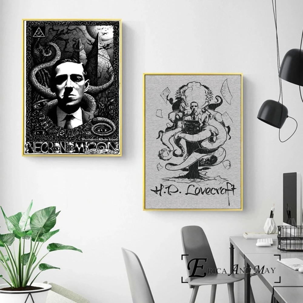 HP Lovecraft Surreal Canvas Posters and Prints Cthulhu Mythos Abstract Horror Fantasy Picture for LivingRoom Home Art Decoration