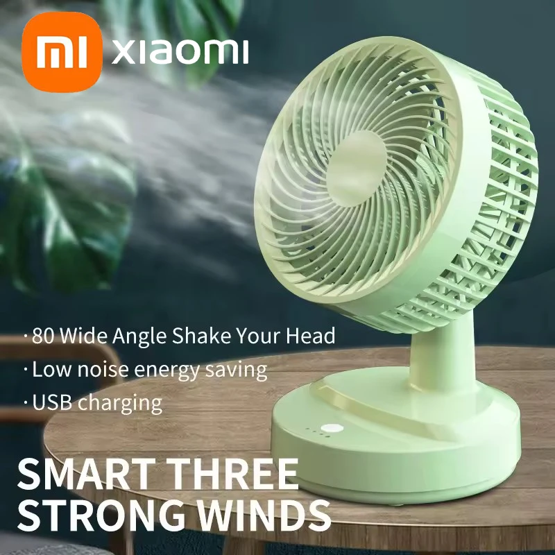 2024 Xiaomi Originele Nieuwe Huis Oplaadbare Schuddende Hoofd Fan Student Slaapzaal Bureau Tafel Dempen Tafel Ventilator Usb Luchtcirculatie Ventilator