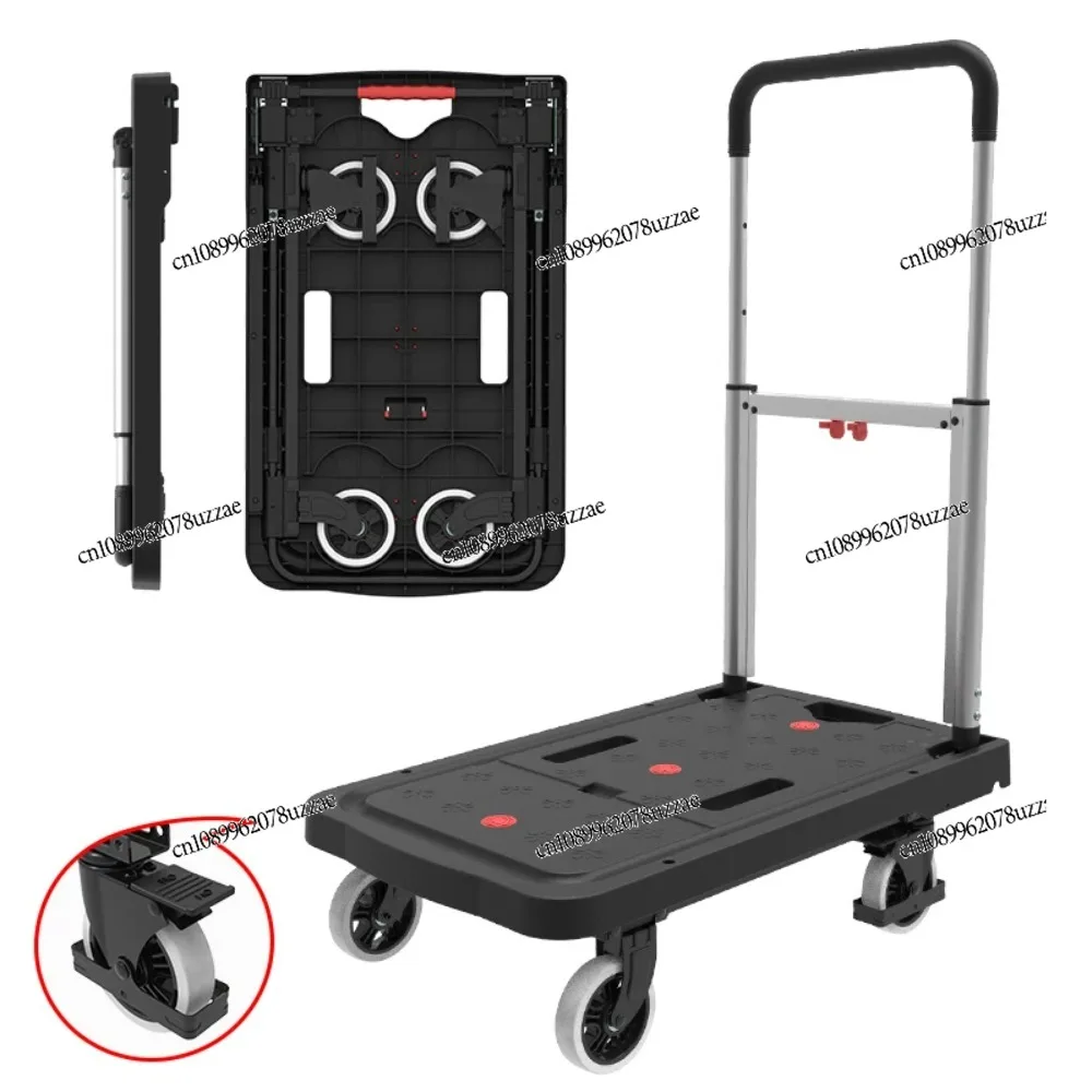 Folding Hand Truck Portable Flatbed Trolley Household Cargo Moving Dolly Hand Pull Trailer