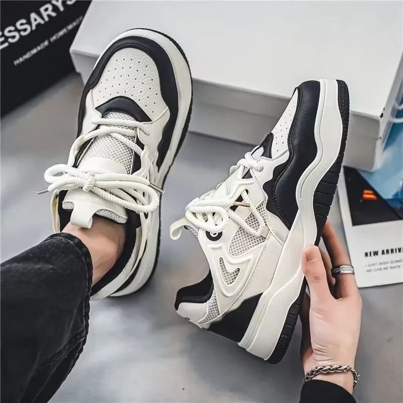 Men's Hidden Height Increasing Casual Sneakers Thick Sole Breathable Trendy Shoes for Students Comfortable Thickened Insoles