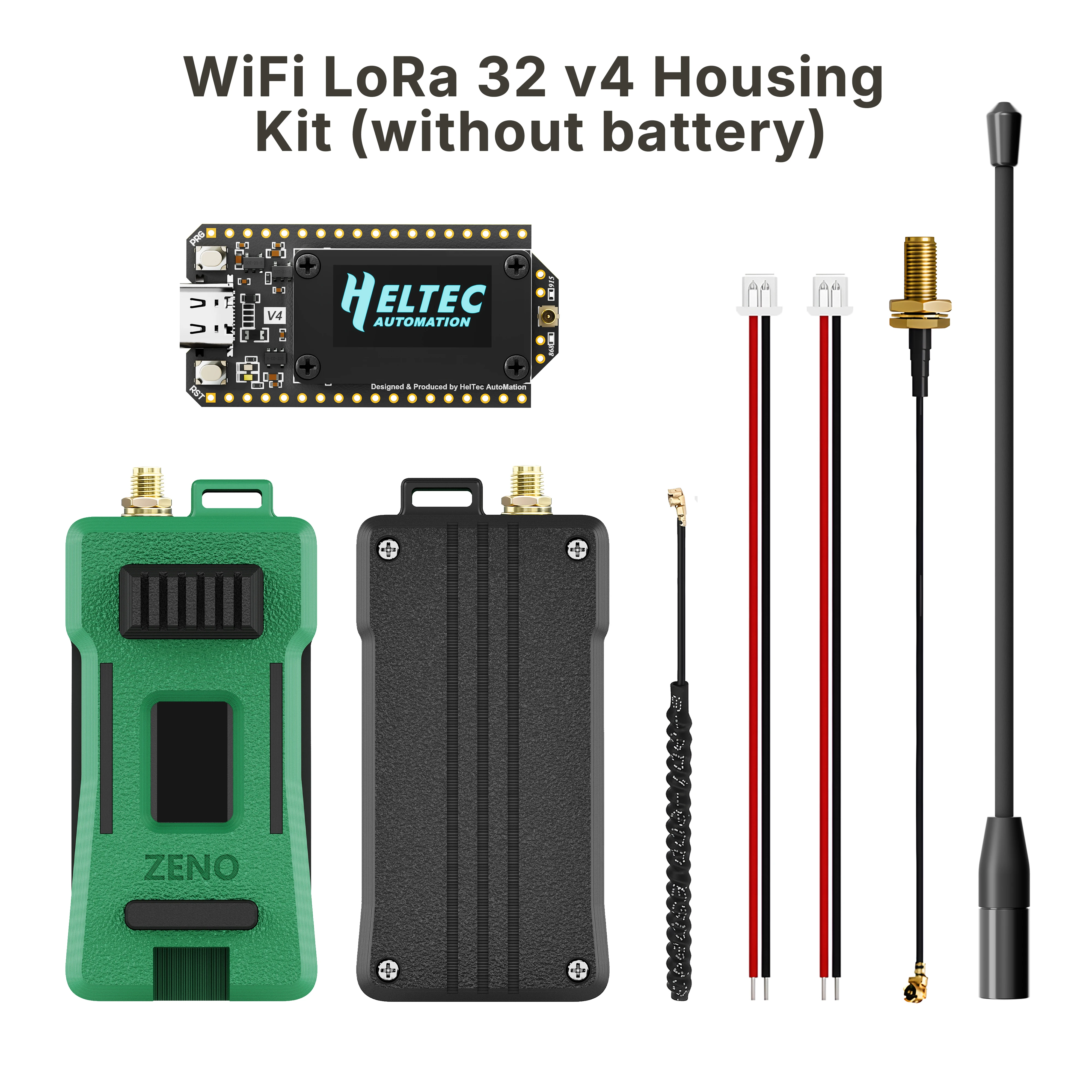Meshtastic Heltec WIFI Lora 32 V4 Meshcore ESP32-S3 SX1262 Dev-Board Zeno Kit Case Groene Antenne GPS Module Installerbaar
