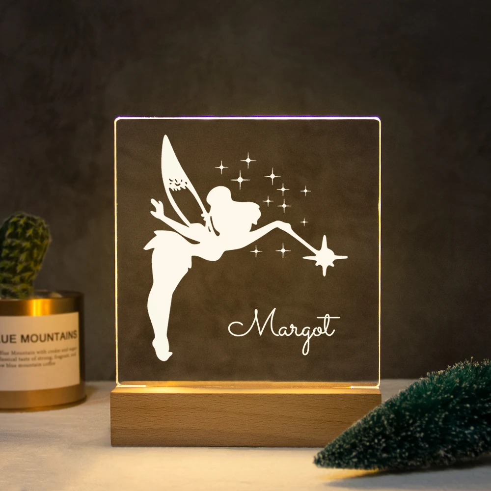 

Personalized Fairy Nightlight USB Customized Name 3D Lamp Christmas Decoration Bedroom Toys For Baby Birthday Gift