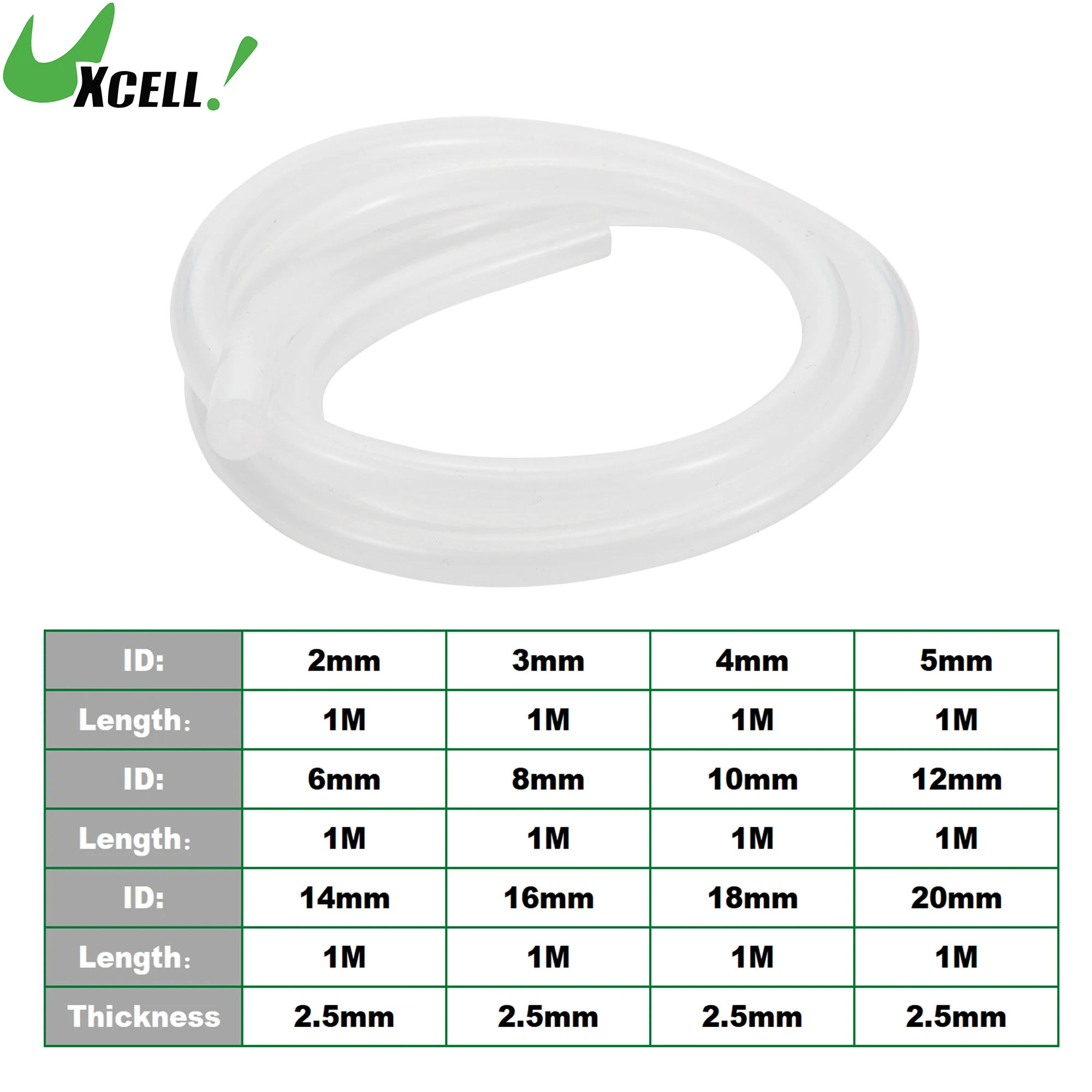 UXCELL 1M Silicone Vacuum Tubing Hose High 2/3/4/5/6/8/10/12/14/16/18/20mm ID Vehicle Vacuum Line 130PSI Max Pressure Clear