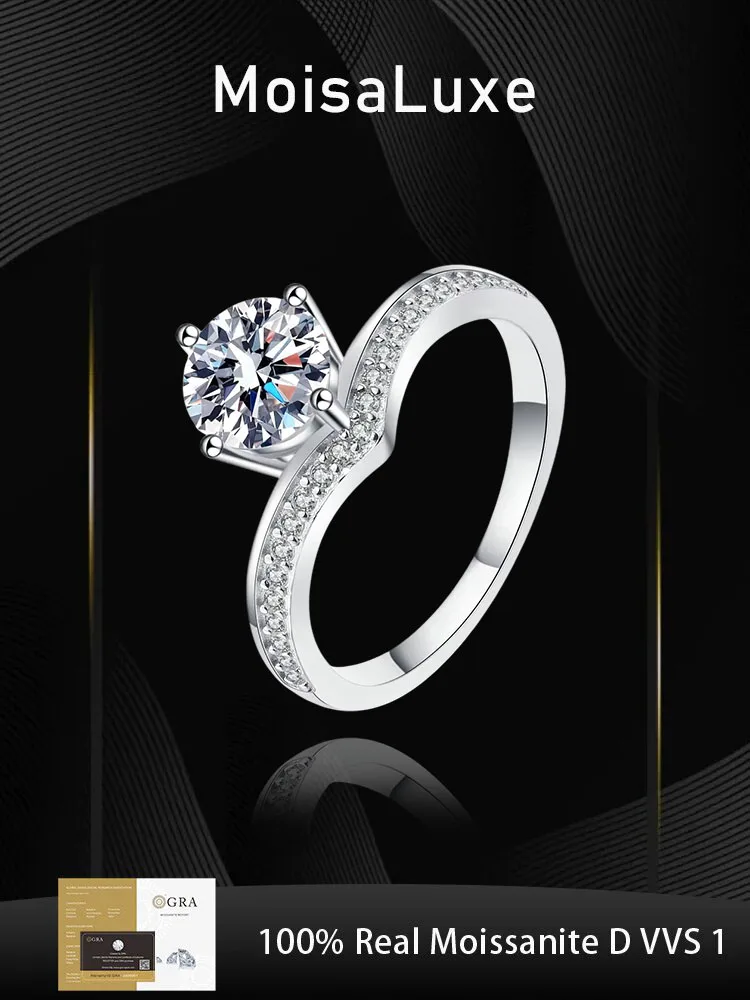 

925 sterling silver 0.5/1/2CT moissanite ring VVS1 D-color with GRA certificate women princess crown V shaped fashion rings