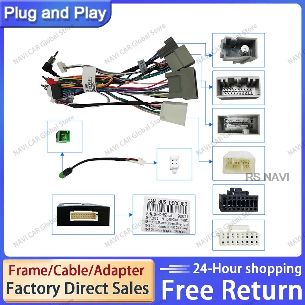 נבי רכב רדיו רתום אביזרים חוט מתאם מחבר תקע canbus כבל אוניברסלי עבור honda crv 2012 - 2015