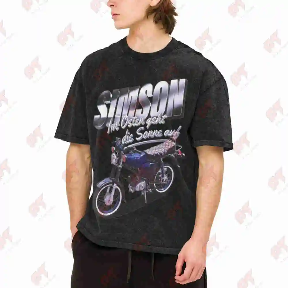 Simson Blue Vintage Washed Tee Pure Cotton T-Shirt