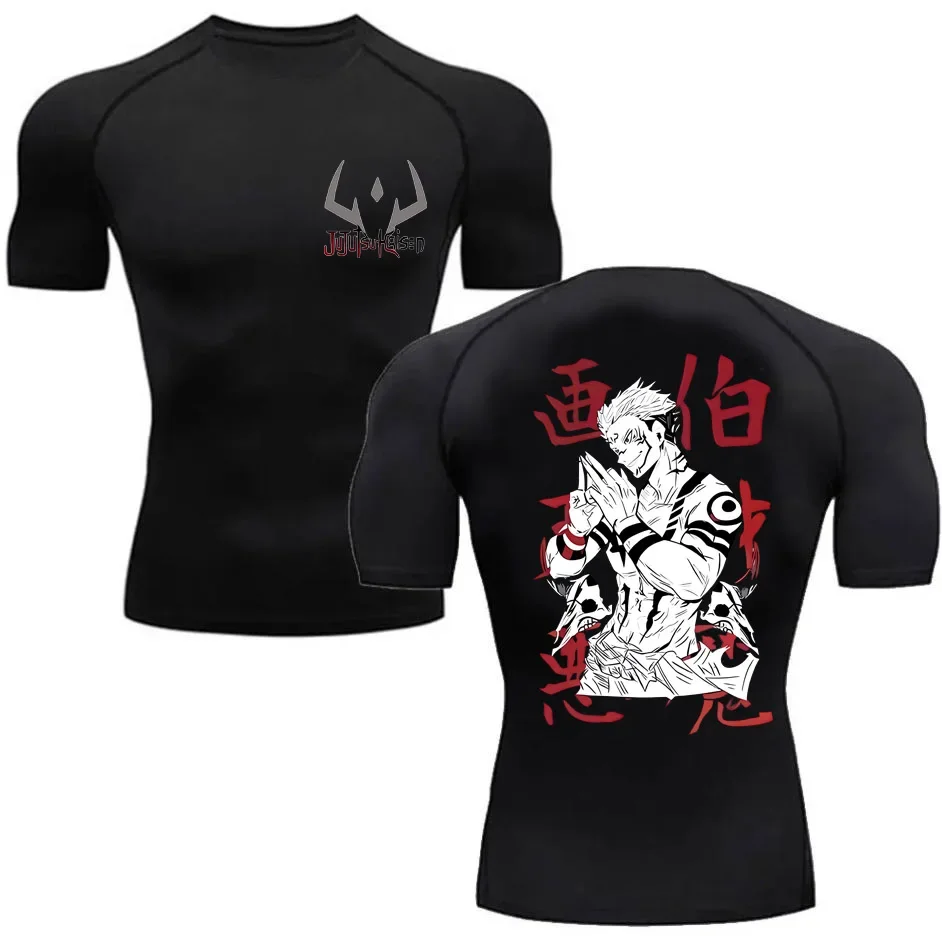 Herren Sommer Fitness Gym Sport Lauf T-Shirt Bestseller Anime Jujutsu Kaisen Gojo Satoru Kompressionsshirt Kurzarm – Detail 5