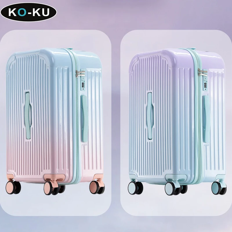 KO-KU 2024 Hot Selling Suitcase Gradient Colour Trolley Case Explosion-proof Zip Password Box  Multifunctional Luggage 20/24/26