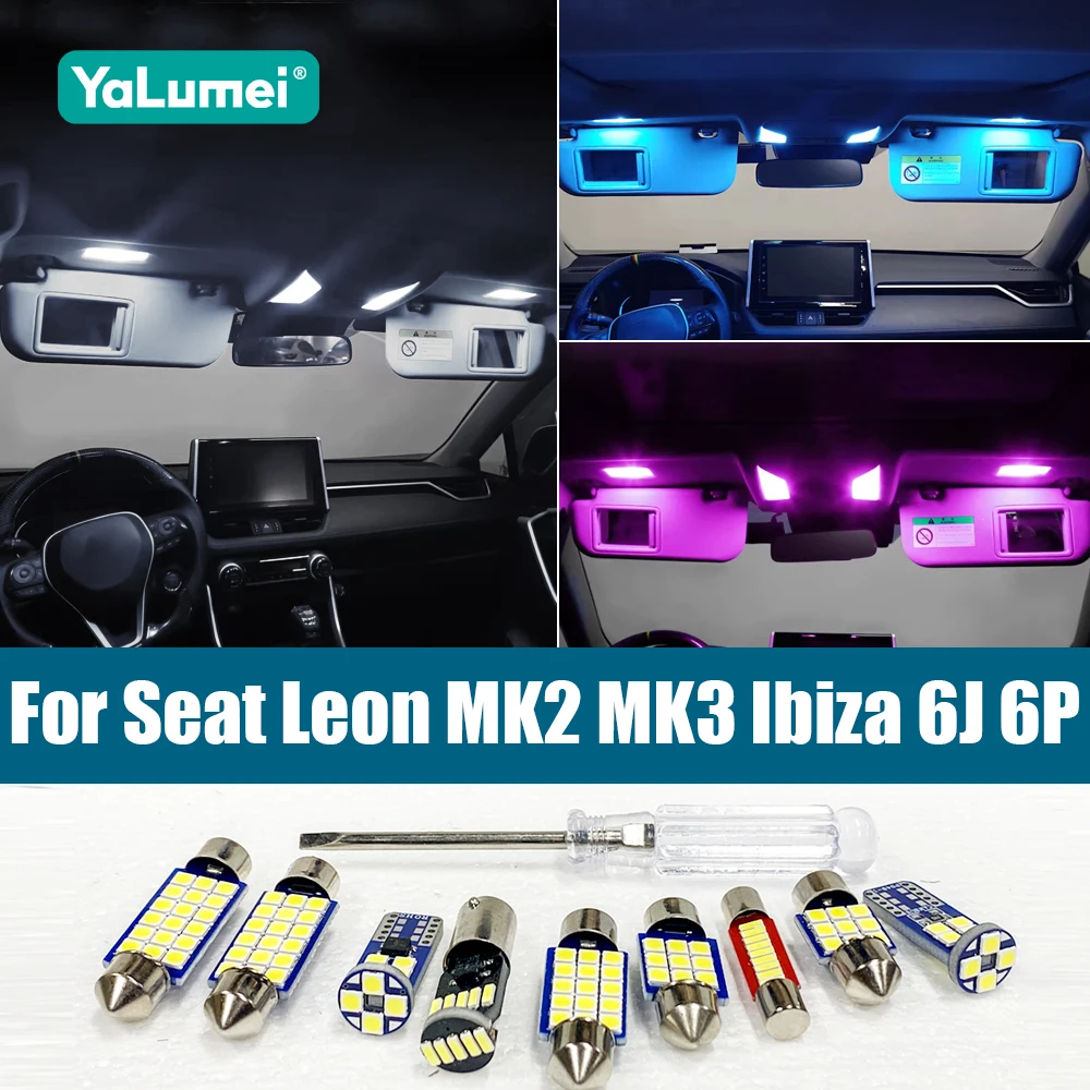 For Seat Leon MK2 MK3 1P 5F FR Ibiza 6J 6P MK5 Car LED Bulbs Interior Dome Reading Lamp Vanity Mirror Trunk Lights Accessories