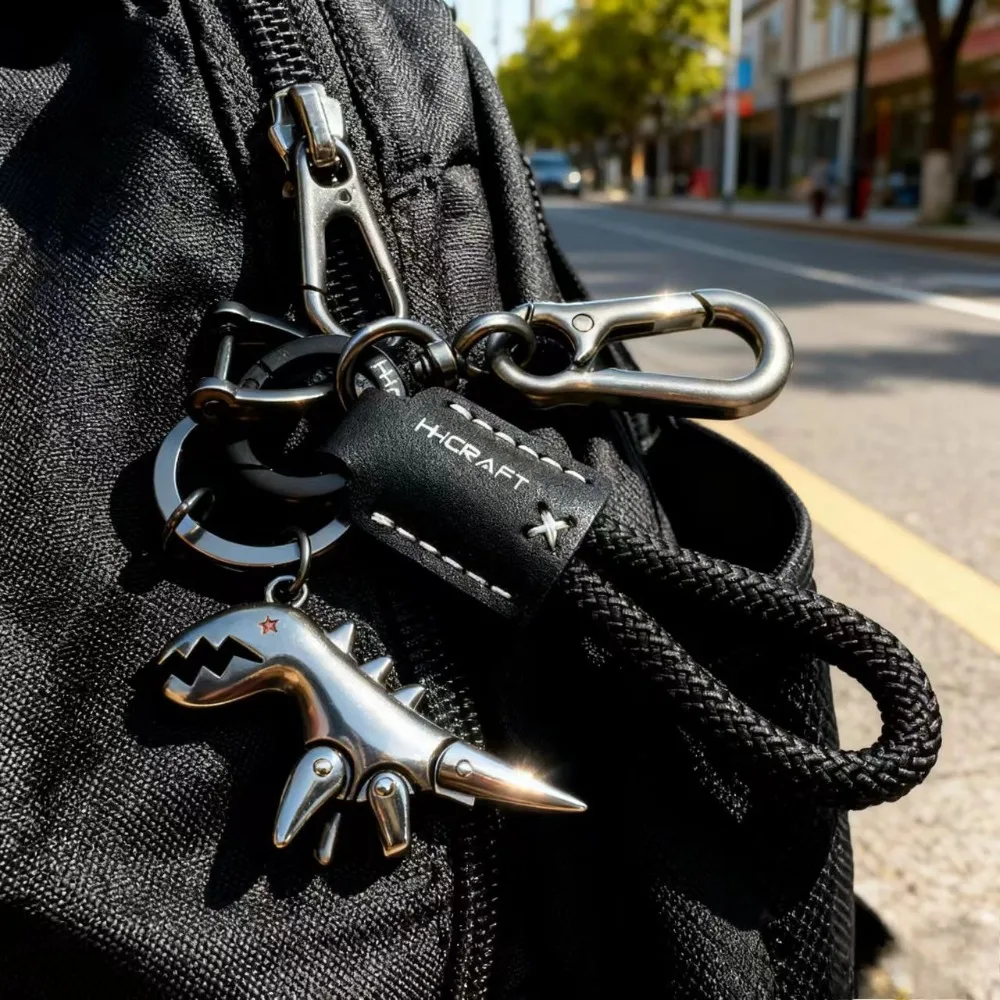 

1 шт., аксессуары для украшения мотоцикла и автомобильный брелок, одинарный кожаный плетеный веревочный металлический брелок, подвеска для сумки, маленький подарок