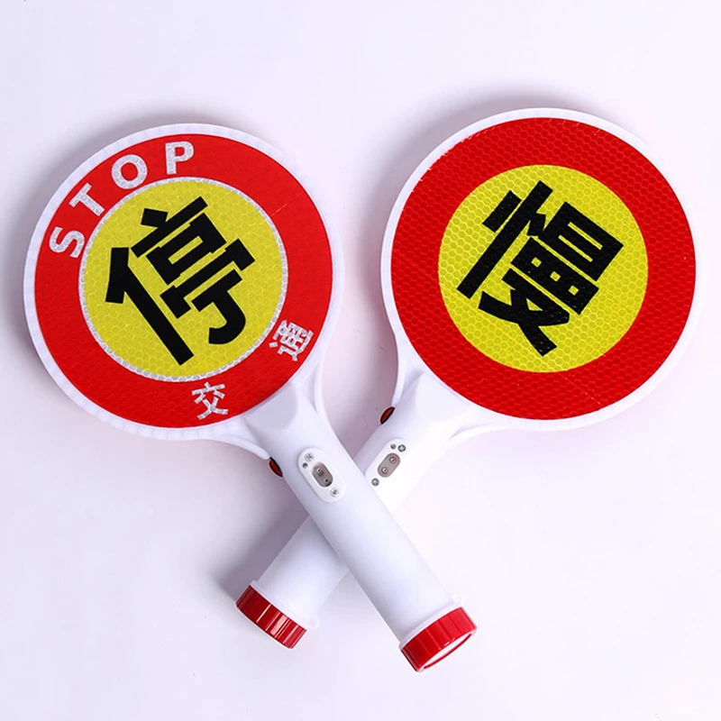 LED Stop Sign Slow Warning Reflective Sign Handheld Parking Led Stopper Paddle Sign Street Slow Name Badge