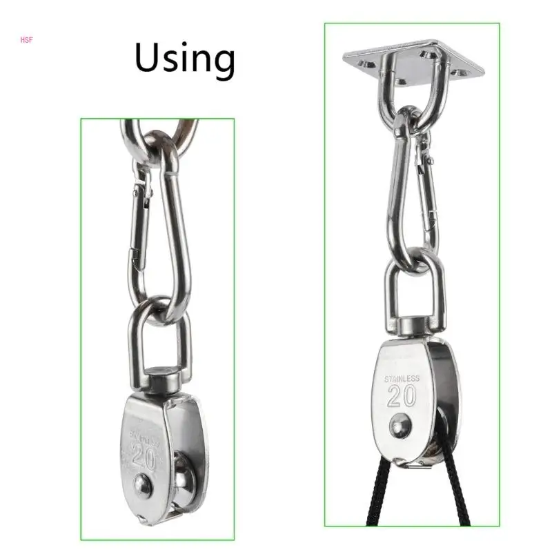 Professional M20 Pulley Block Systems 304 Stainless Steel Fit for Warehouse Lifting Cranes and Hoists 50KG Safe Workload