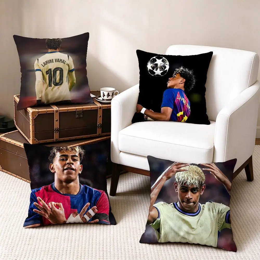 Football-Lamine Yamal  Square Double-Sided printed Pillow Case Bedroom Bedside Pillow Sofa Cushion Cover