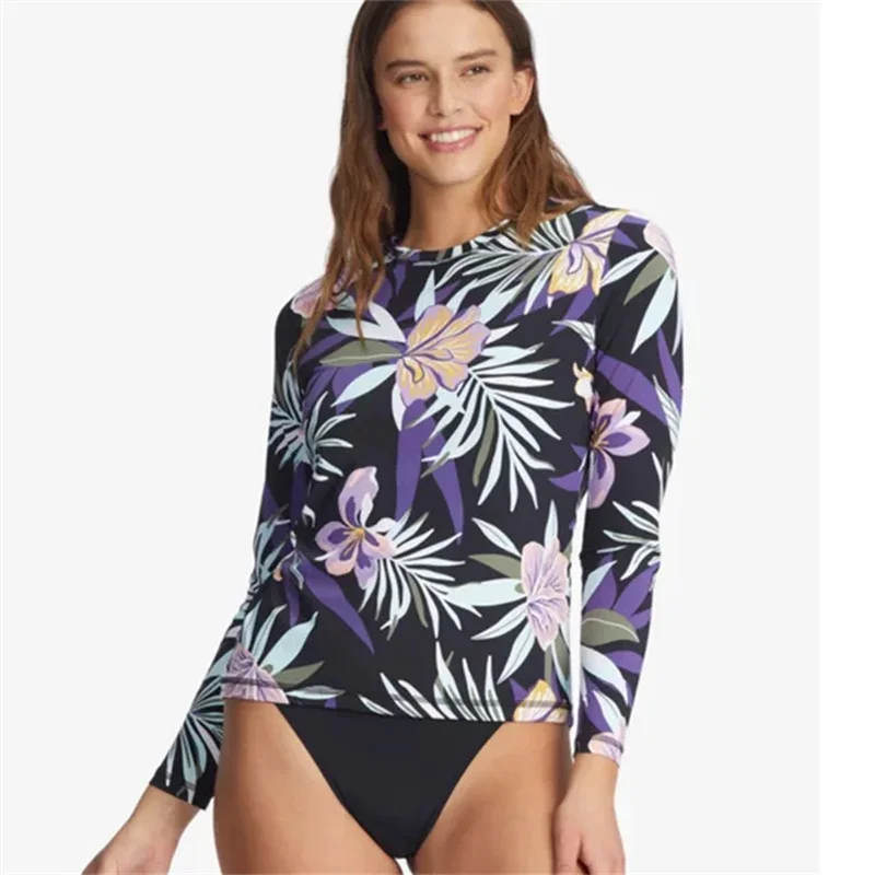 

New Women Skin Top Surf Rash UV Protection Swimming Guard Surfing Diving Swimwear Tight Long Sleeve T Shirt Floatsuit RashGuard
