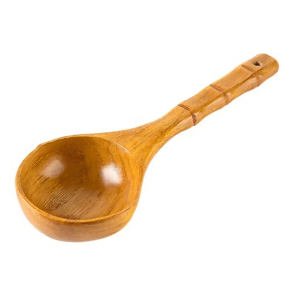 Cuchara de mango largo ecológica, cucharón de sopa de madera con mango largo de gran tamaño, cucharón de agua para lavado de arroz de estilo coreano Vintage, Picnic