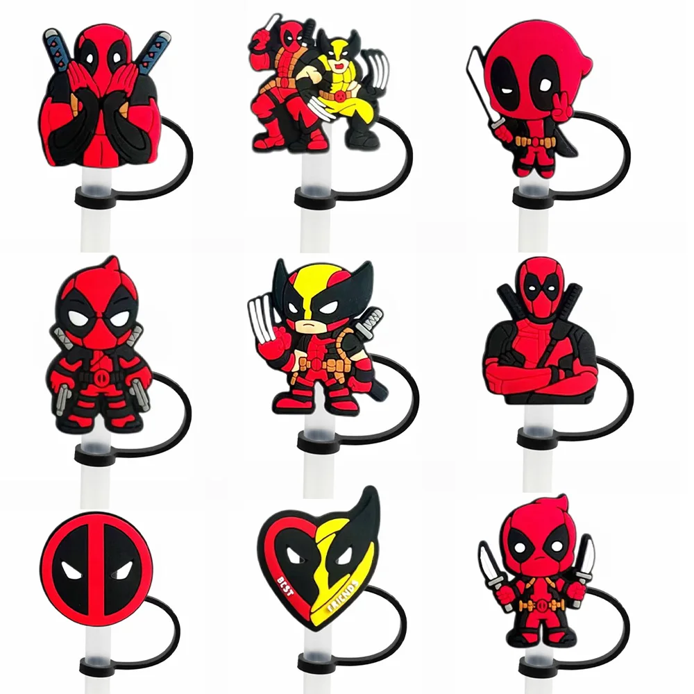 MINISO Disney Spider-Man Straw Cover Cap 10MM Drink Straw Plug Reusable Splash Proof Drinking Fit Cup Straw Cap Charms Pendant