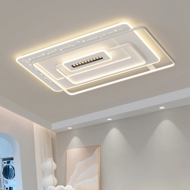 Simple LED Ceiling Light with Spotlight Living Room Bedroom Restaurant Ceiling Chandeliers Creative Rectangle Round Home Lights