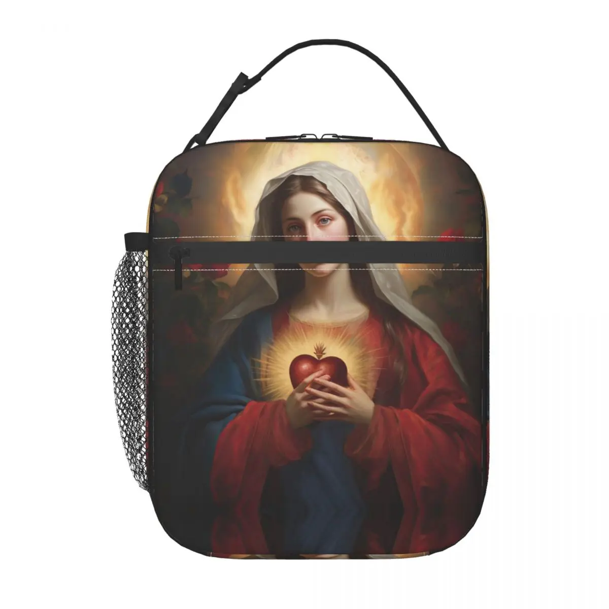 Immaculate Heart Of Mary Insulated Lunch Bag Catholic Holy Art Mother of Jesus Christ Food Box Portable Cooler Thermal Bento Box