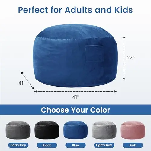 Bean Bag Chair with Filling Included, Large 4FT Comfy Bean Bag Chairs for Adults, Teens, Memory Foam, Machine Washable