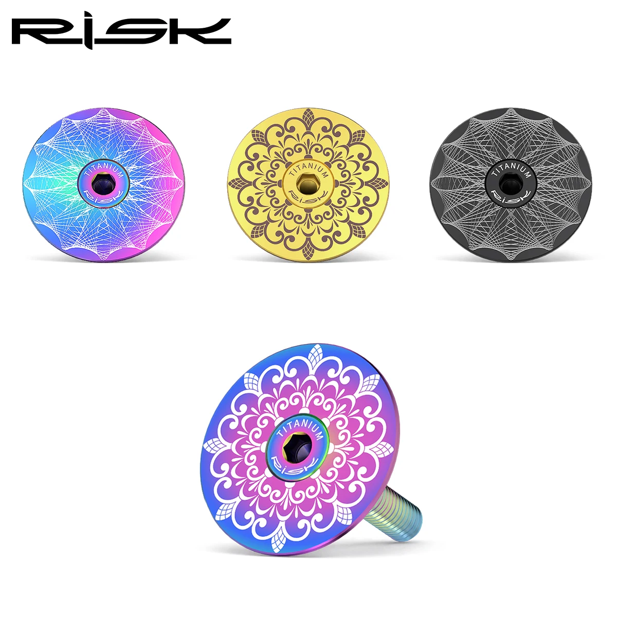 Risk Bike Parts Headset Cap Kit M6*30MM Bicycle Stem Bolts Ultralight Hollow Screw Bicycle Headset Top Cover Titanium Alloy Bolt