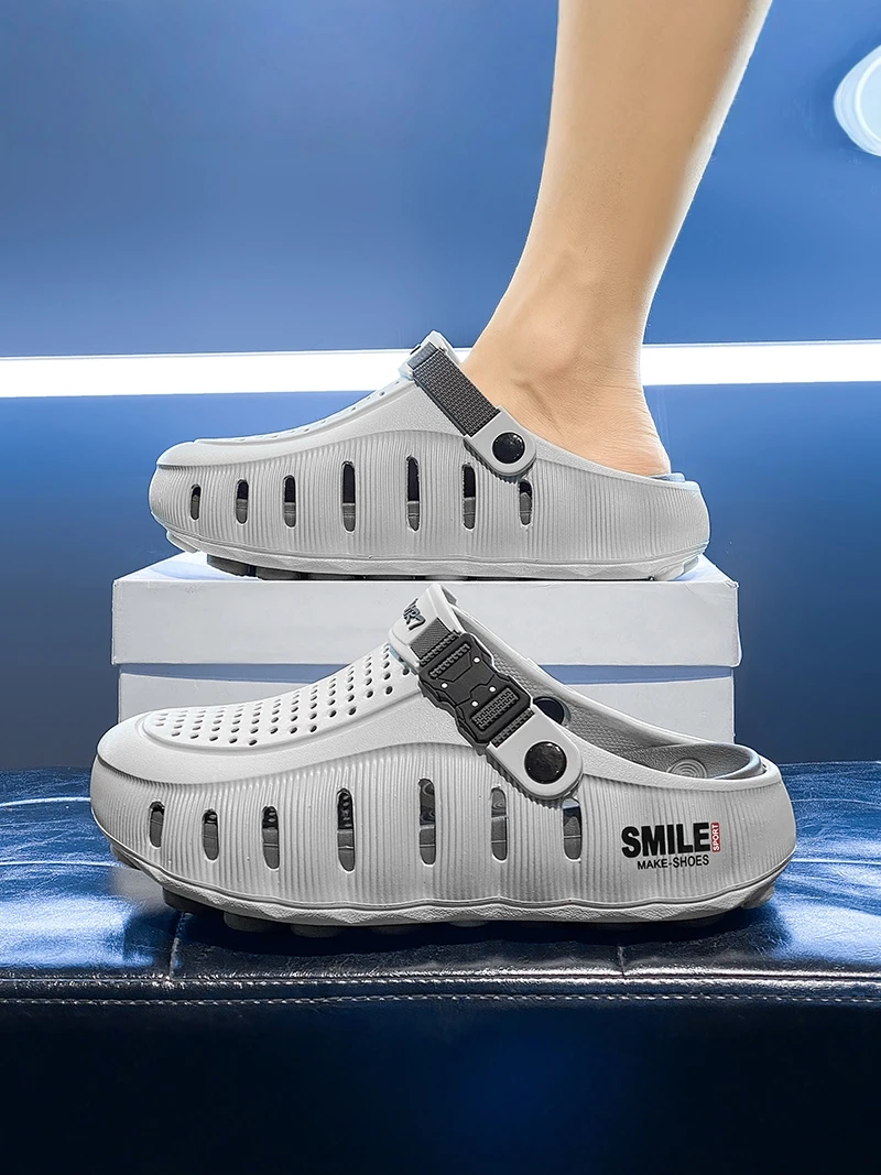 

Men's Thick Bottom Sandals Summer New Outdoor Beach Slippers Anti-slip Wear-resistant Driving Two-wear Head Cover Slippers