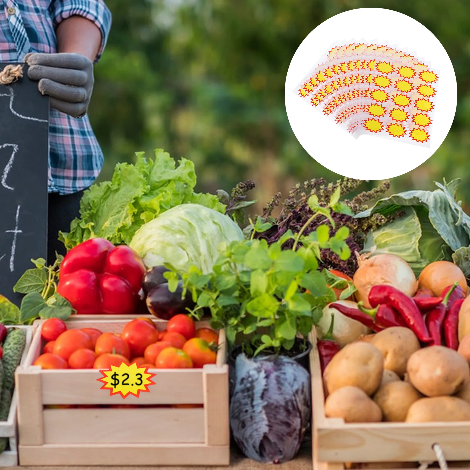 

180Pcs Retail Store Price Tags Yellow Sale Stickers for Supermarkets Promotional Signs Labels Blank Price Stickers