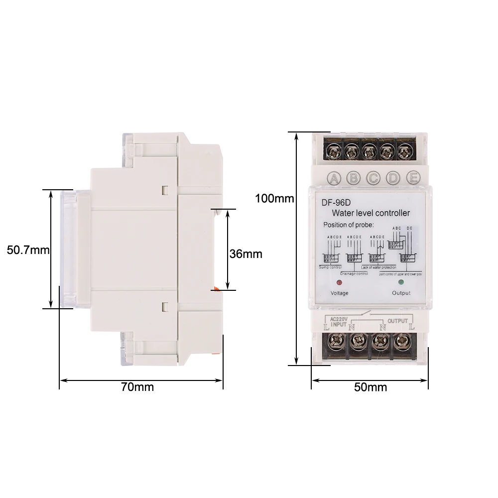 DF-96D/DF-96DS Automatic Water Level Controller Switch 220V Tank Liquid Level Detection Sensor Probe 2M Wires Water Pump Control