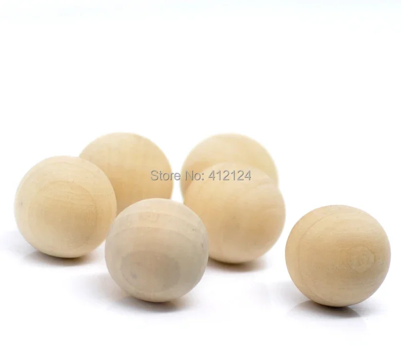 15Pcs Round Beads Ball No Hole Natural Wood DIY Crafts Jewelry Findings 50mm