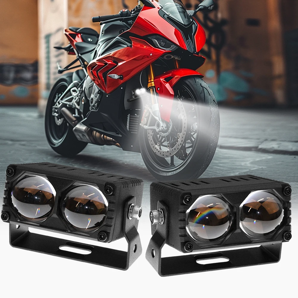 

Senlo Double Colors Led Strobe Motorcycle Headlight Fog DRL Lamp Car Universal Motorbike ATV Bulb High Brightness 90W 12V-24V