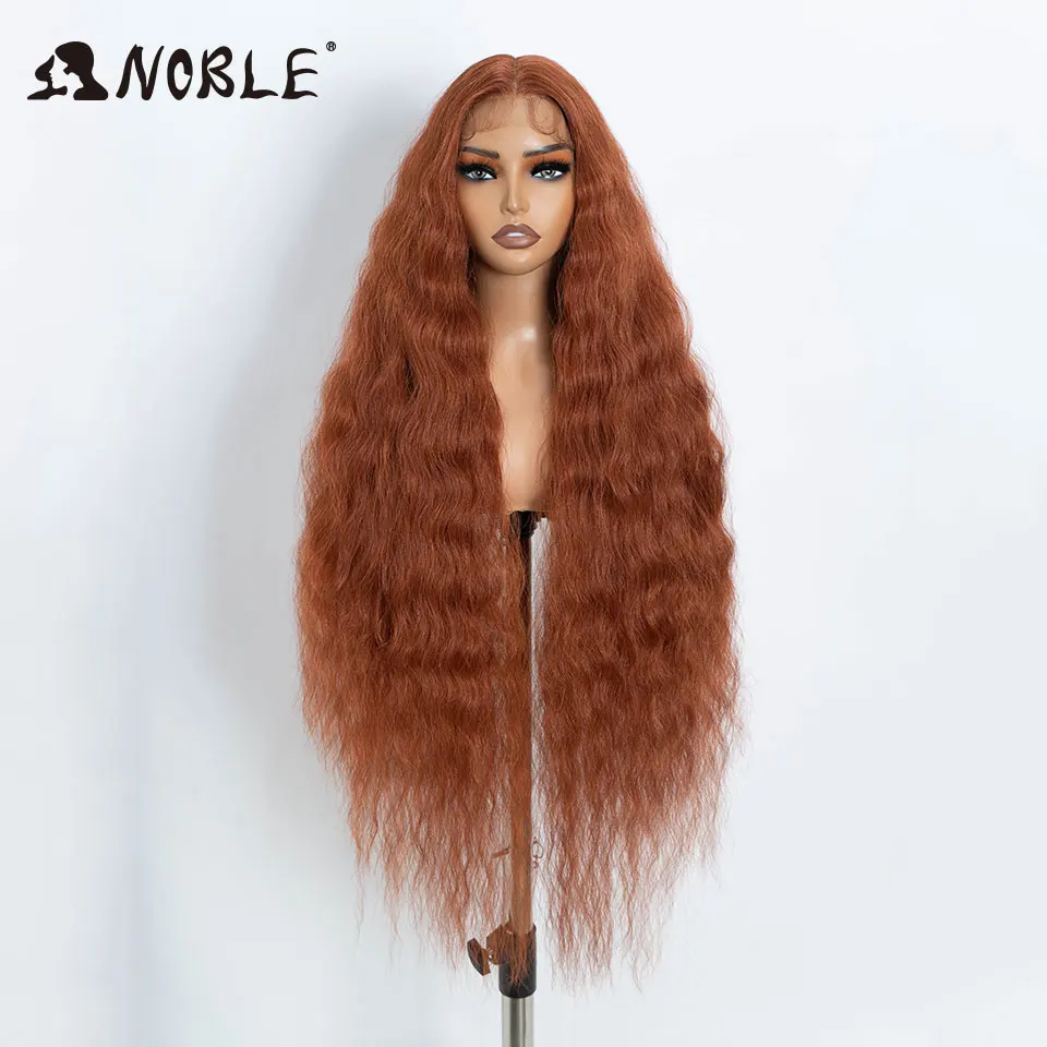 Edle Cosplay-Synthetik-Perücken mit Spitze für schwarze Frauen, langes lockiges Haar, 42 Zoll, Cosplay-Perücke mit blondem Ombré-Effekt und Spitze vorne, synthetische Perücke mit Spitze. – Detail 19