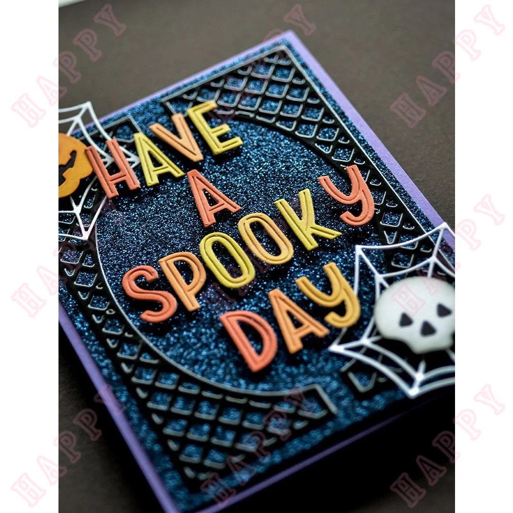 Halloween Ghostly House Spider Web Metal Cutting Dies Scrapbook DIY Decoration Embossing Template Making Paper Craft Knife Mould image 6