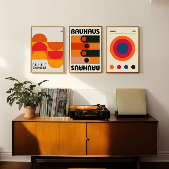 Bauhaus Colourful Art Abstract Poster Medieval Vintage Exhibition Aesthetic Canvas Painting Bedroom Kitchen Decorative Wall Art