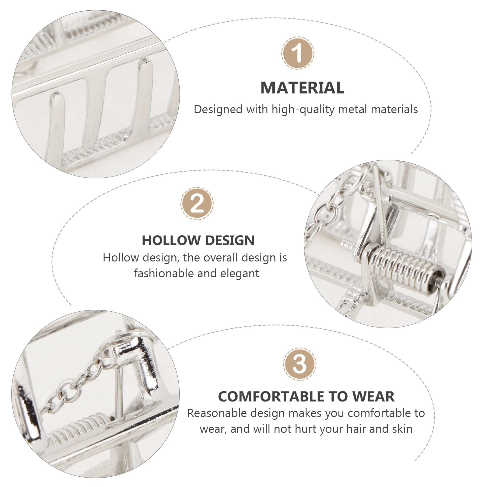 

Barrettes for Women Rectangular Chain Hair Clip Claw Clips Accessory Metal Stylish Headdress Woman Bridal Accessories