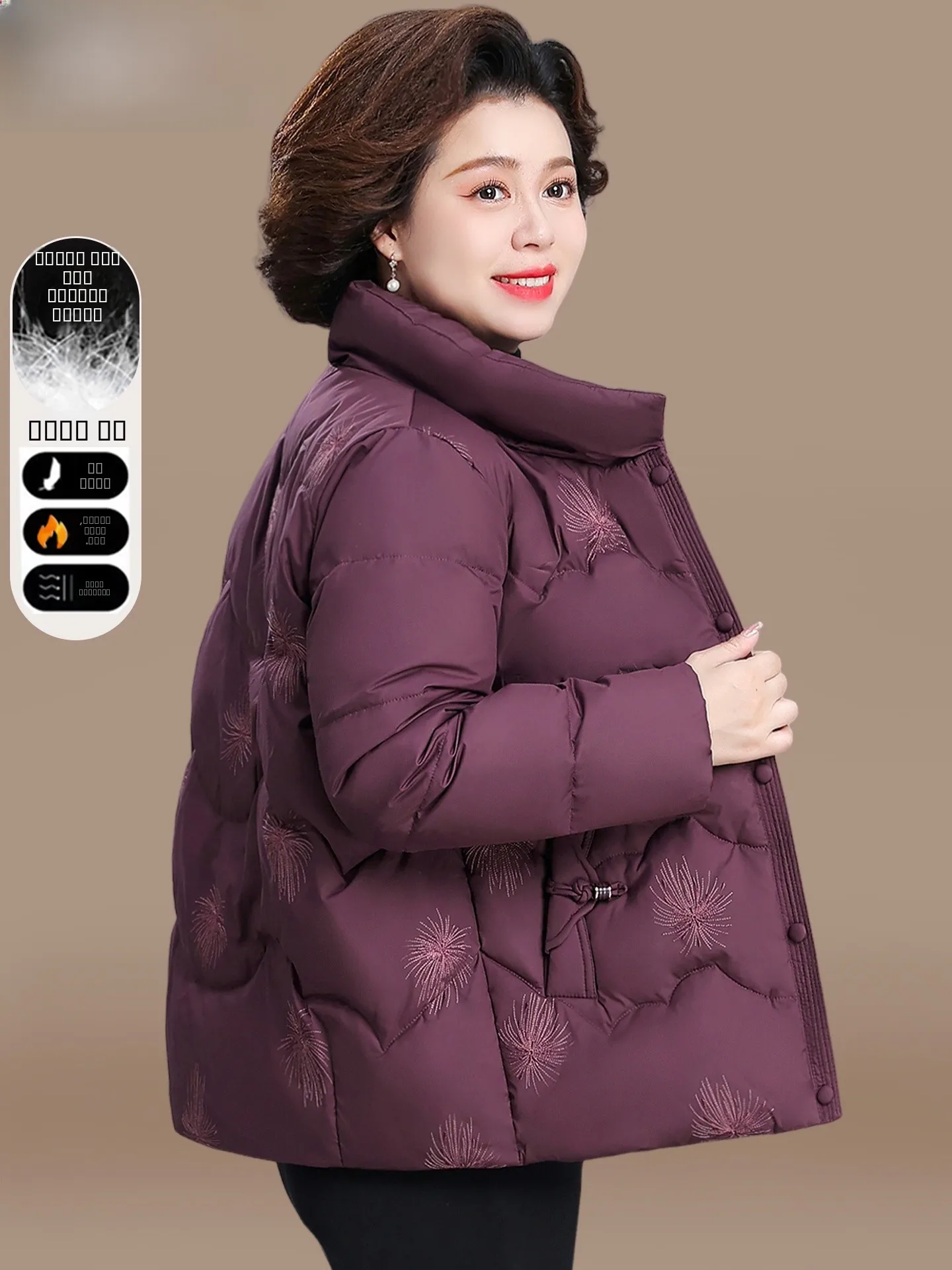 

New Chinese Sle down Jaet Winter Clothes for Middle-Aged Mothers Women's Cotton Coat ly People's Warm Faionable Se...