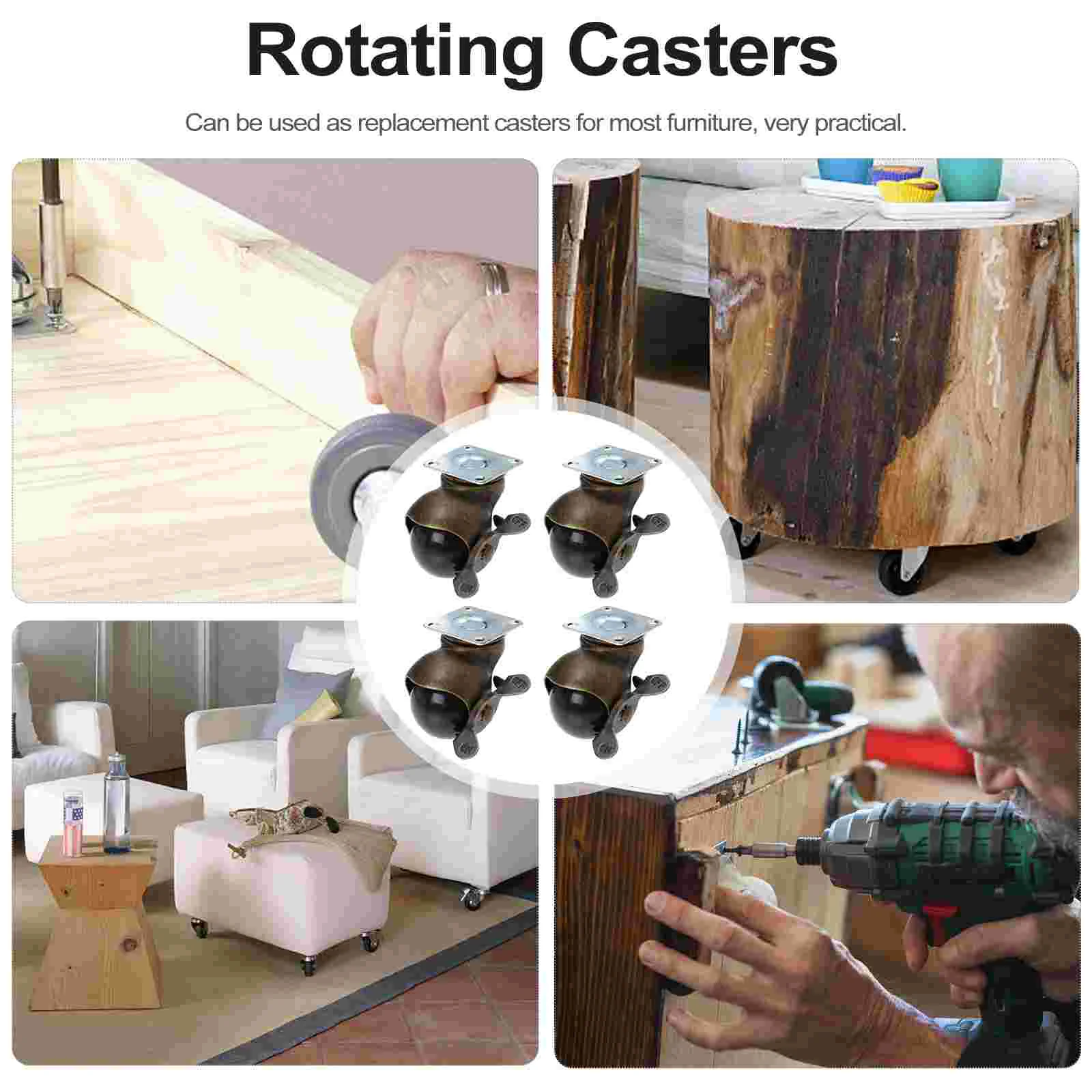 4-teilige Kugelrollen mit Bremskugel, Schrank-bewegliche Räder, drehbare Möbel, Universal-Wagen für PP, stabile Rollen, Büro