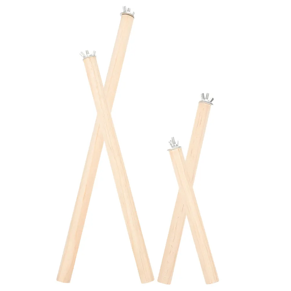 

4pcs Wooden Bird Cage Perches Parrot Standing Sticks Stable Birdcage Accessories Long Durable Pole For Large Birds Multiple