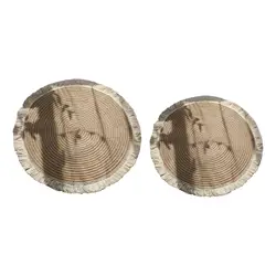 Soft Natural Jute Round Area Rug Tassel Home Decor for Kids Room Floor Mat