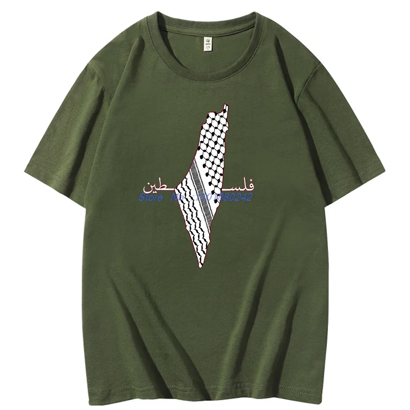 Palestine Map Fashion Graphic T Shirts Arabic Shemagh Palestine Flag Summer Short Sleeve T-Shirts Breathable Print T Shirt